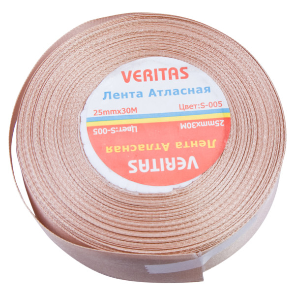 Лента атласная Veritas шир 25мм цв S-005 бежевый светлый (уп 30м)2